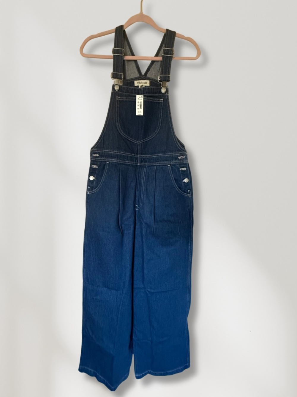 Madewell Superwide-Leg Overalls NWT Warham Wash Pleated Denim-NWT